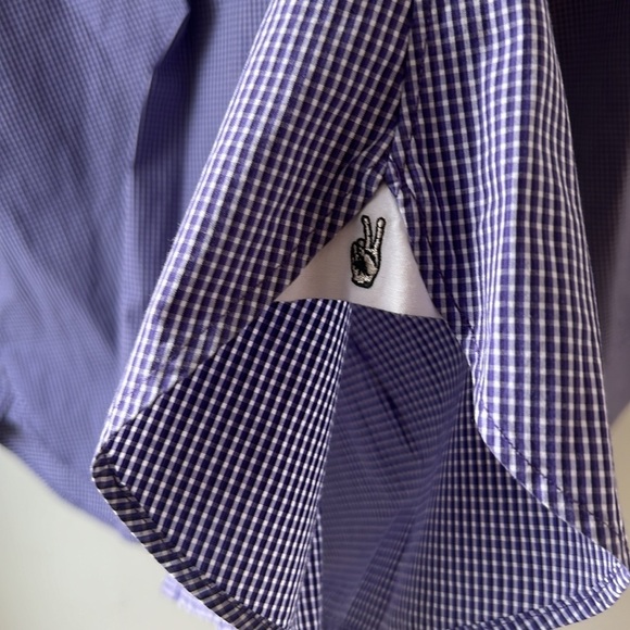 John Varvatos Men’s Gingham Check Button Up Dresss Shirt Size 17 34/35 - Picture 8 of 10